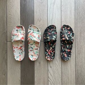 Hunter Black and White Marble Sandals Comfortable Slip-On Footwear